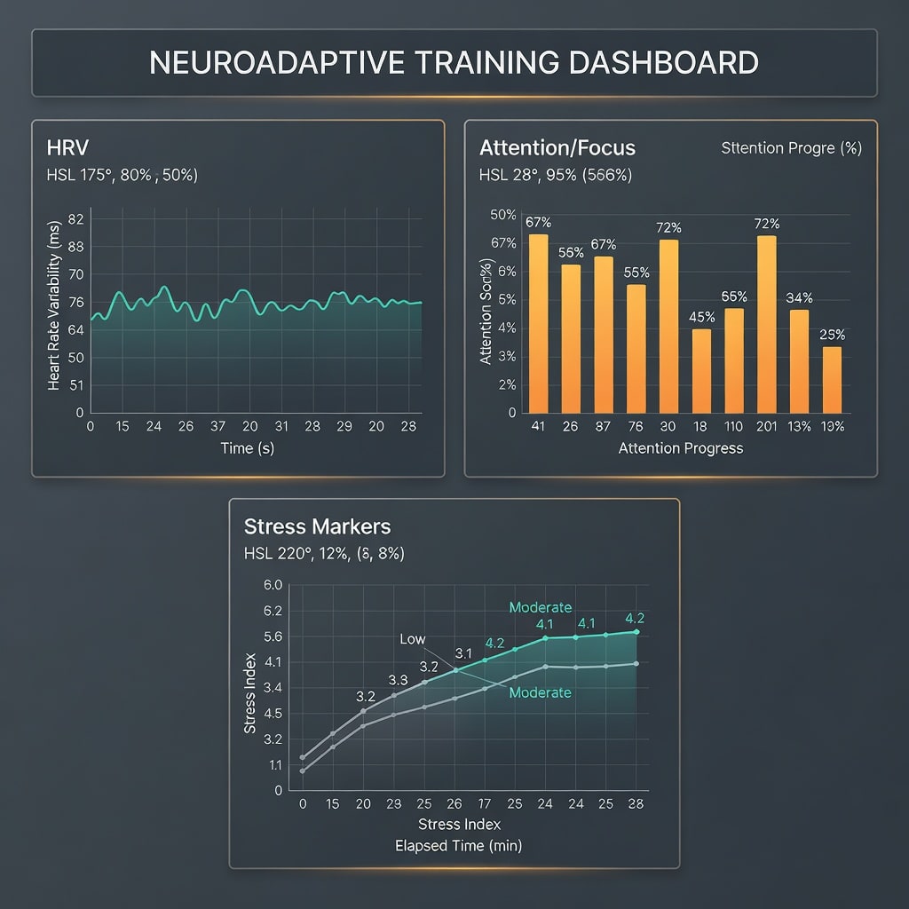 NeuroSync AI dashboard — live HRV, attention, and stress traces.